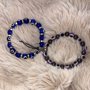 Blue & Purple Evil Eye Beaded Bracelets 🧿